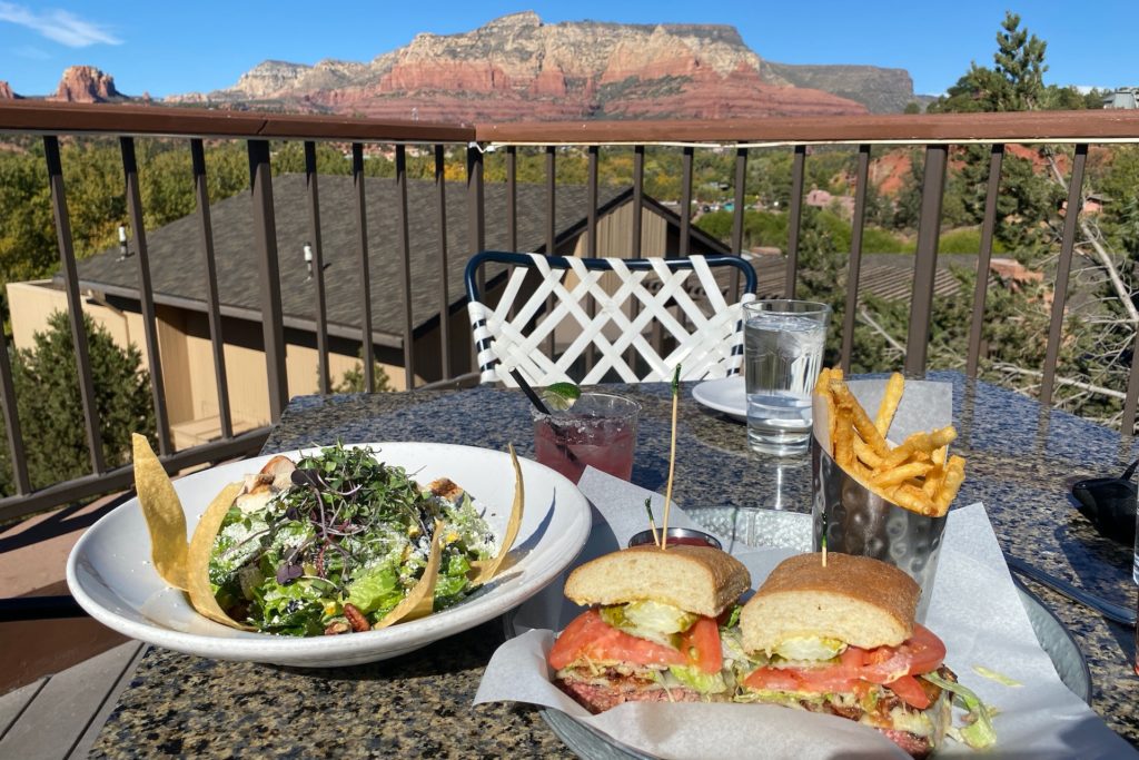 Eating at The Hudson with a view in Sedona, Arizona | Best Restaurants Sedona - Inspire Travel Eat