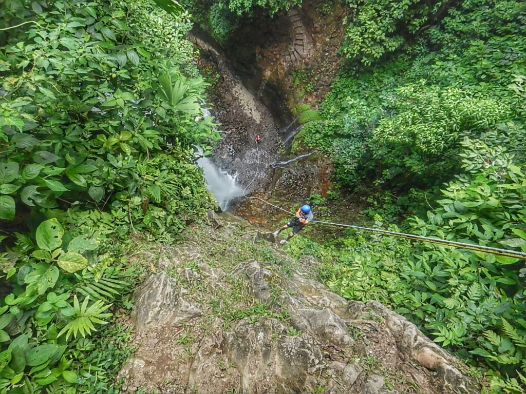 repelling down waterfalls in La Fortuna