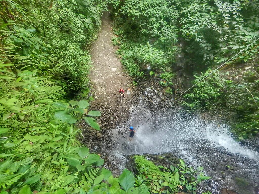 repelling down waterfalls in La Fortuna